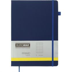 Книга записная Buromax Primo 190x250 мм 96 листов в клетку обложка из искусственной кожи Синяя (BM.292161-02)