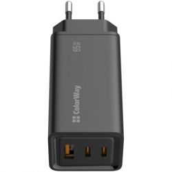   ColorWay GaN3 Pro Power Delivery (USB-A + 2 USB TYPE-C) (65W) (CW-CHS039PD-BK) -  3