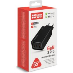    ColorWay GaN3 Pro, Black, 65 , 1xUSB, 2xType-C, USB Auto ID (CW-CHS039PD-BK) -  9