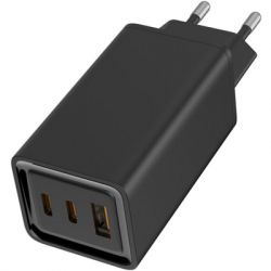   ColorWay GaN3 Pro Power Delivery (USB-A + 2 USB TYPE-C) (65W) (CW-CHS039PD-BK)