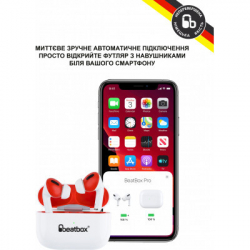 Навушники BeatBox PODS PRO 1 Wireless Charging White-Red (bbppro1wcwr) - Картинка 3
