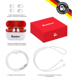 Навушники BeatBox PODS PRO 1 Wireless Charging White-Red (bbppro1wcwr) - Картинка 6