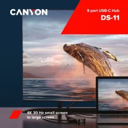 Порт-реплікатор Canyon DS-11, 9 in 1 USB-C hub, HDMI, Gigabit Ethernet, Type-C PD/100W (CNS-TDS11) - Картинка 4