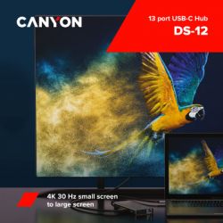 Порт-репликатор Canyon DS-12, 13 in 1 USB-C hub, 2*HDMI, Gigabit Ethernet, VGA, 3*USB3.0, PD/100W, 3.5mm audio jack (CNS-TDS12) - Картинка 4