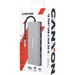 Порт-репликатор Canyon DS-12, 13 in 1 USB-C hub, 2*HDMI, Gigabit Ethernet, VGA, 3*USB3.0, PD/100W, 3.5mm audio jack (CNS-TDS12) - Картинка 6