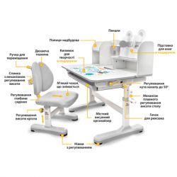 Парта со стулом Evo-kids Panda XL grey (BD-29 G) - Картинка 2