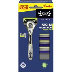 ������ Wilkinson Sword Hydro 5 Sensitive Clampack + 4 ����� �������� (4027800216604)