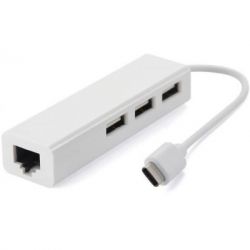  Value Type-C Hub 3-port USB2.0 + RJ45 Fast Ethernet White (S0742)