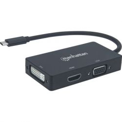  Intracom USB3.1 Type-C to HDMI/DVI-I/VGA Black Manhattan (152983) -  1