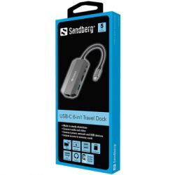  Sandberg USB3.1 Type-C to HDMI/USB 3.0x2/RJ45/SD/TF/PD 100W 6in1 (136-33) -  2