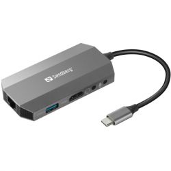  Sandberg USB3.1 Type-C to HDMI/USB 3.0x2/RJ45/SD/TF/PD 100W 6in1 (136-33)
