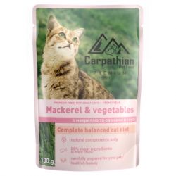 Влажный корм для кошек Carpathian Pet Food с макрелью и овощами в соусе 100 г (4820111141197)