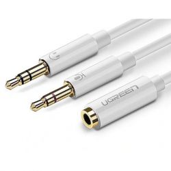 ������ �������������� AUX 3.5mm TRRS to TRSx2 M/M 0.2m ABS Case AV140 White Ugreen (20897)