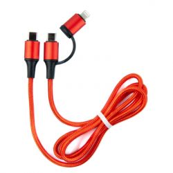   USB-C to USB-C/Lightning 1.0m red Dengos (NTK-TC-TCL-RED) -  1