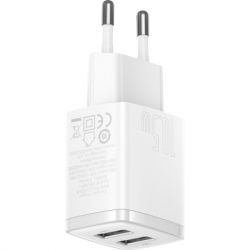 Зарядний пристрій USB 220В Baseus CCXJ010202 Compact Charger 2U 10.5W, 2xUSB, EU White - Картинка 3