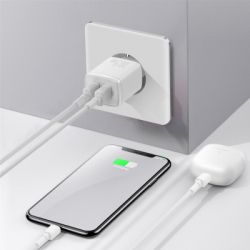 Зарядний пристрій USB 220В Baseus CCXJ010202 Compact Charger 2U 10.5W, 2xUSB, EU White - Картинка 6