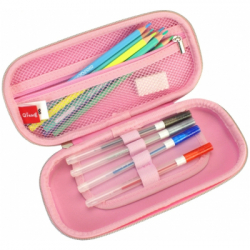 Пенал Cool For School блискучий 1 відділення з органайзером рожевий (QT-5780-Pink) - Картинка 2