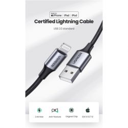   USB 2.0 AM to Lightning 1.0m US199 MFI Black Ugreen (US199/60156) -  3