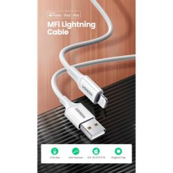   USB 2.0 AM to Lightning 1.0m US155 MFI White Ugreen (US155/20728) -  2