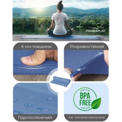 ������� ��� ���� PowerPlay PVC Yoga Mat 173 x 61 x 0.6 �� �����-����� (PP_4010_Navy_(173*0,6)) - �������� 9