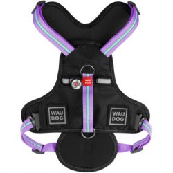 Шлей для собак WAUDOG Nylon безопасна с QR паспортом L фиолетовая (52509) - Картинка 2