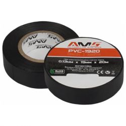 Изоляционная лента AMS 0,13мм*19мм*20м matte black PVC PVC-1920 (AMSPVC-1920)