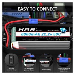    HRB_ Lipo 6s 22.2V 6000mAh 50C Battery XT60 Plug (HR-6000MAH-6S-50C-XT60) -  5