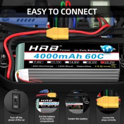    HRB_ Lipo 6s 22.2V 4000mAh 60C Battery XT60 Plug (HR-4000MAH-6S-60C-XT60)