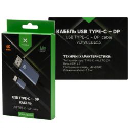  USB-C to DisplayPort 1.5m v1.2 4K60Hz Vinga (VCPVCCD1215) -  3