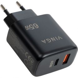 Зарядний пристрій Vinga GaN 65W PD+QC 1C1A ports Wall Charger (VCPCHCA65B) - Картинка 3