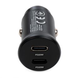   Vinga 40W PD 2xUSB-C (20W+20W) Car Charger (VCPCCCC40) -  3