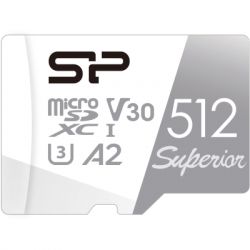  ' microSDXC, 512Gb, Silicon Power Superior, Class 10 UHS-I U3 A2 V30, SD  (SP512GBSTXDA2V20SP)
