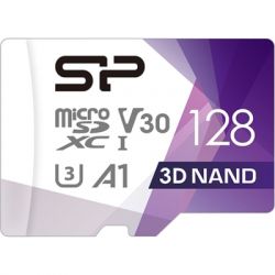   Silicon Power 128Gb microSDXC U3 A1 V30 Superior Color 100R/80W + adapter (SP128GBSTXDU3V20AB) -  2