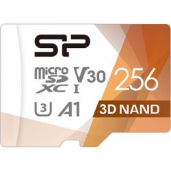   Silicon Power 256Gb microSDXC U3 A1 V30 Superior Color 100R/80W + adapter (SP256GBSTXDU3V20AB) -  2
