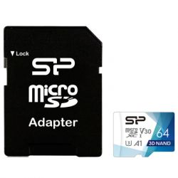   Silicon Power 64Gb microSDXC U3 A1 V30 Superior Color 100R/80W + adapter (SP064GBSTXDU3V20AB) -  1