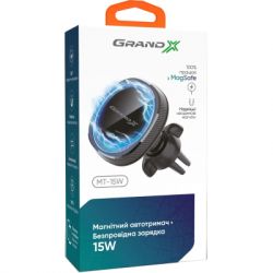 Универсальный автодержатель Grand-X MT-15W MagSafe с зарядкой 15W (крепление на дефлектор) (MT-15W) - Картинка 4