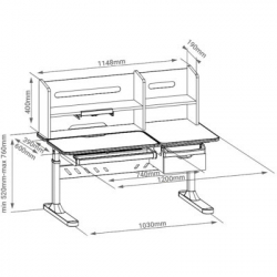 Парта FunDesk (1+1+1) (FIORE II GREY) - Картинка 15