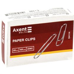 Скрепки канцелярские Axent оцинкованные 28 мм 100 шт (картонная упаковка) (D4114) - Картинка 2