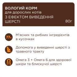 Влажный корм для кошек Club 4 Paws с эффектом выведения шерсти 80 г (4820215369299) - Картинка 2