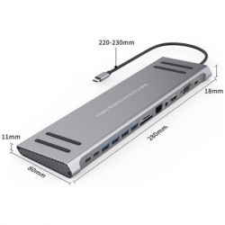 - XoKo 14-in-1 Dock USB-C (HDMI/VGA/USB3.0/.../USB-C PD/RJ45/..) (XK-AC1400-SL) -  6