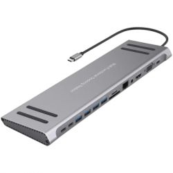 - XoKo 14-in-1 Dock USB-C (HDMI/VGA/USB3.0/.../USB-C PD/RJ45/..) (XK-AC1400-SL) -  1