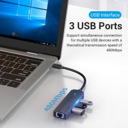  Vention USB 3.1 Type-C to 3xUSB 2.0+MicroUSB+RJ45 100M Ethernet black (TGOBB) -  6
