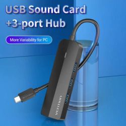 Концентратор Vention USB 3.1 Type-C to 3xUSB 3.0+MicroUSB+3.5mm Sound Adapter black (TGQBB) - Картинка 2