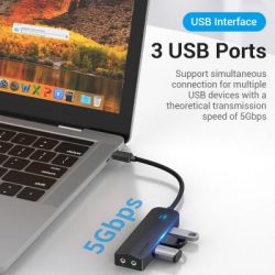 Концентратор Vention USB 3.1 Type-C to 3xUSB 3.0+MicroUSB+3.5mm Sound Adapter black (TGQBB) - Картинка 4