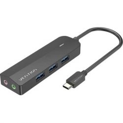 ������������ Vention USB 3.1 Type-C to 3xUSB 3.0+MicroUSB+3.5mm Sound Adapter black (TGQBB)