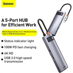 ������������ Baseus USB3.1 Type-C to USB Type C PD 100W/HDMI 4K 60 Hz/3*USB 3.2 Gen1/ 5in1 (CAHUB-CX0G) - �������� 12