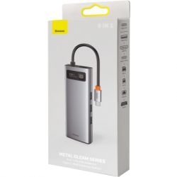 Концентратор Baseus USB3.1 Type-C to USB C(PD)100W/HDMI 4K 30Hz/VGA/USB3.2/RJ45/SD+TF,9in1 Grey (CAHUB-CU0G) - Картинка 8