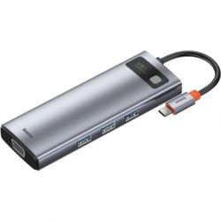  Baseus USB3.1 Type-C to USB C(PD)100W/HDMI 4K 30Hz/VGA/USB3.2/RJ45/SD+TF,9in1 Grey (CAHUB-CU0G)