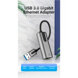  USB 3.0 to Ethernet RJ45 1000Mb Aluminum black Vention (CEWHB) -  4
