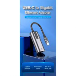  USB3.1 Type-C to Ethernet RJ45 1000Mb Aluminum black Vention (CFNHB) -  5